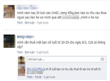 Nở rộ dịch vụ "rao thân" ngày 8/3